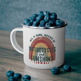 Motorcycle and Sunshine Enamel Camping Mug 12oz